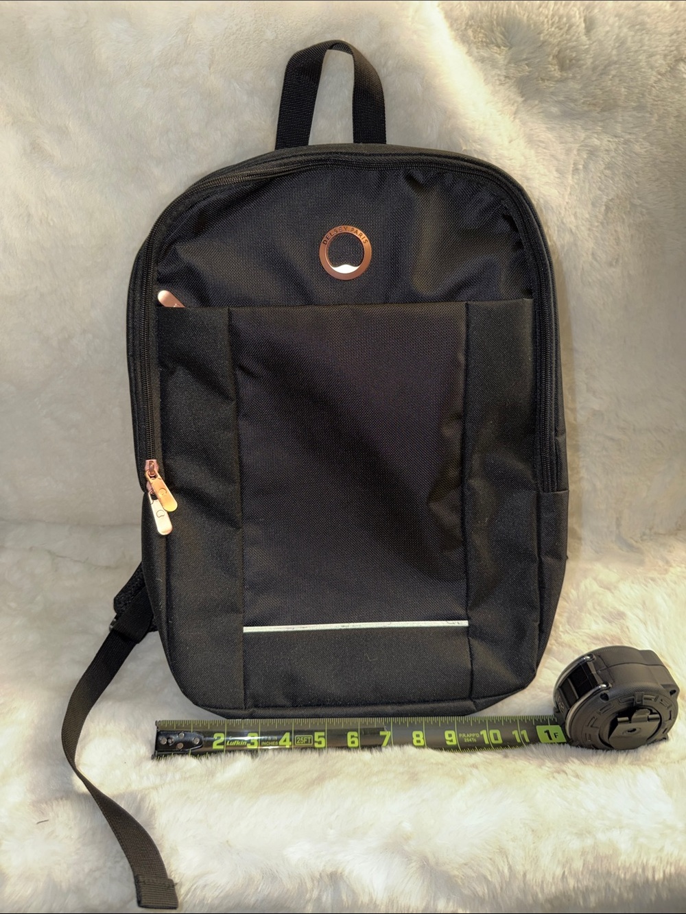 Black Men's Everyday Backpack with Rose Gold Trim